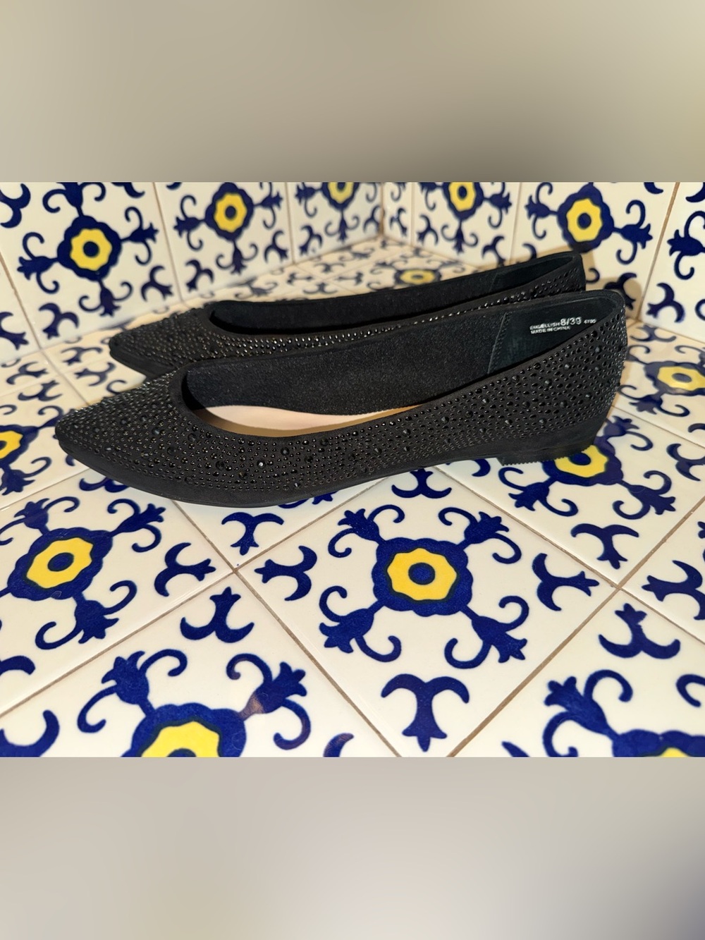Chinese Laundry Black Rhinestone Ballet Flats
